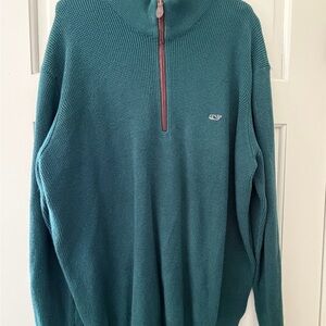 Vineyard Vines Men's Teal Zip-Up Sweater